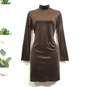 2/$30 Leopard Print Velvet Long Sleeve Shift Dress